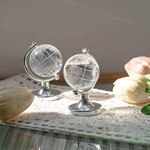 Аунмас магична кристална сфера, супер мини тркалезна земја со светска мапа кристална стаклена топка декоративни кристални топки десктоп