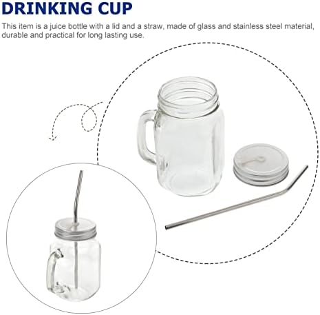 Хемотон 2 Комплети Чаши За Пиење Со Капаци И Стаклена Слама, Слатки Стаклени Лименки За Пиво Ледени Шишиња За Кафе Чаши За Млеко Чаши За