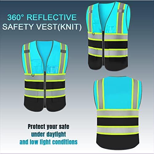 BeautyWill Beauty Logo Security Vest 10 пакет со голема видливост рефлексивна елек класа 2 со 5 џебови