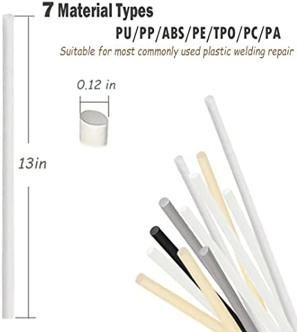 106 парчиња пластични шипки за заварување ABS PP PU PA PA PC PC PC 7 Видови пластични заварувачи на шипки за комплет за поправка на