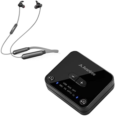 Avantree Audikast плус &засилувач; NB18 Пакет-Bluetooth 5.0 Предавател &засилувач; Вратот Слушалки ЗА ГЛЕДАЊЕ ТЕЛЕВИЗИЈА Без