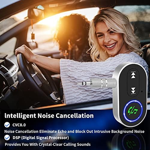 Bluetooth Aux Приемник За Автомобил, SDNCIE Bluetooth 5.1 Активно Поништување На Бучава Безжичен Аудио Приемник За Стерео / Домашен Звучник/Жични