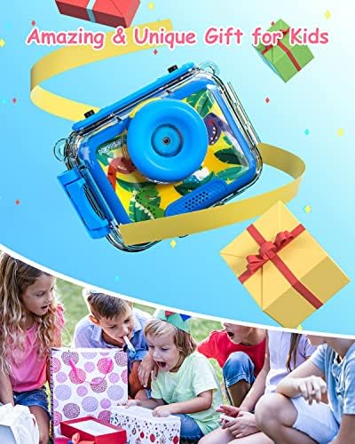 Morexim Kids Camera Camera Водоотпорна, Подводна дигитална камера за деца, селфи флип екран, спортски играчки на отворено, подароци