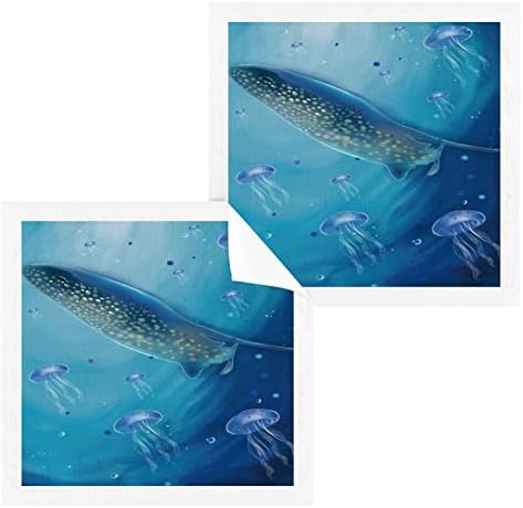 Кигаи 2 пакувања медуза ајкула морска сина сина мијалник - меки крпи за лице, теретани за теретани, хотел и бањата, крпи за чисти