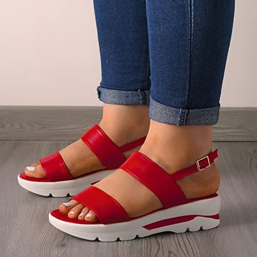 Мода пролетно лето, жени сандали, лесна лента за токи, дебели единствени клински облечени сандали за жени со рамна големина 12
