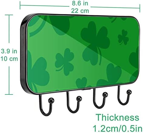 Зелена Среќна Ирска Детелина За Монтирање На Ѕидот На Решетката За Печатење На Денот На Свети Патрик, Решетка За Влезен Капут со 4 Кука