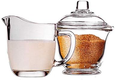 Млечни чамци стакло шеќер и крема за кафе сет комплет транспарентен стаклен сад со шеќер со капаче од млеко стомна 170 мл/5,7oz крем со