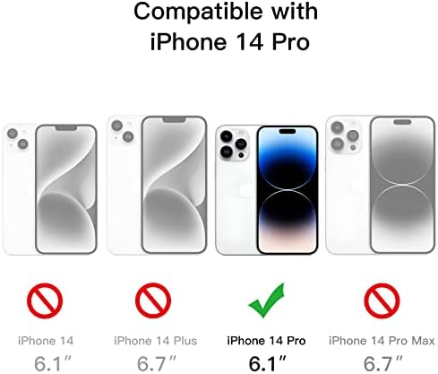 Jetech го ажурираше тенок случај за iPhone 14 Pro 6,1-инчен, леќи за леќи на фотоапаратот, целосна заштита, Slim Fit Ultra Lightweight Matte