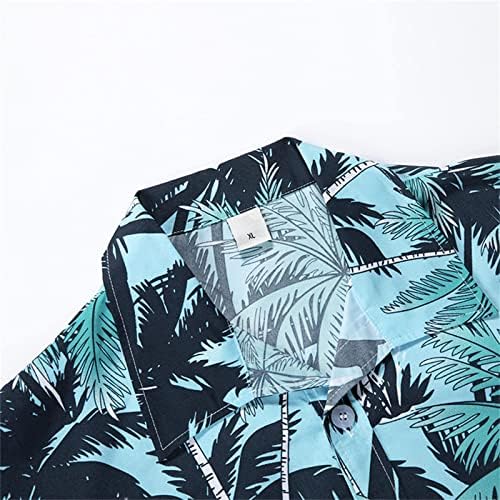 Менс плус големина врвови лето копче надолу по блуза машко секојдневно печатење лабава тропска алоха кошула краток ракав Хавајска
