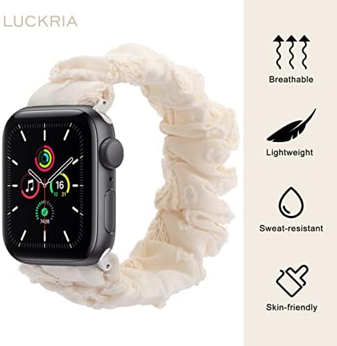 Luckria компатибилен за Scrunchie Watch Band 38mm 41mm 42mm 40mm 44mm 45mm симпатична еластична часовник за часовници жени истегнат лента за нараквица за нараквици за iWatch Series 7 6 5 4 3 2 1 SE 3 пак?