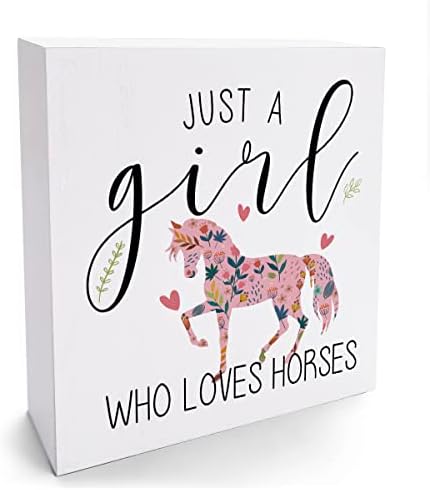 Смешен коњски знак коњ Подароци за девојки Womenените биро украс Дрвена кутија знак за коњи за коњи Дрво блок Плакета кутија знак за