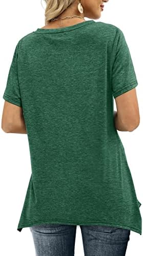 Врвна маичка за жени есен летен краток ракав памук V врат лабава вклопена опуштена вклопена обична маица уз уз