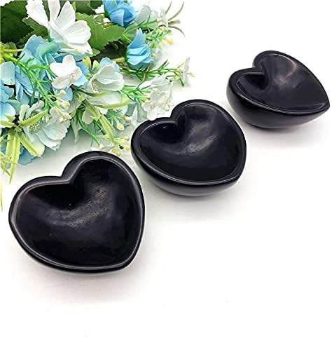 Suweile JJST 1PC природен камен црно опсидијан облик на срцева чинија кристал камен пепелник заздравувајќи кристален камен дома орнаменти