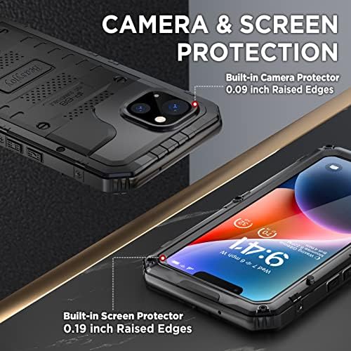 Beasyjoy за Iphone 14 Плус Случај, Ip68 Водоотпорен Метален Тежок Бранител Случај Со Вграден Заштитник На Екранот, Заштитен Бранител