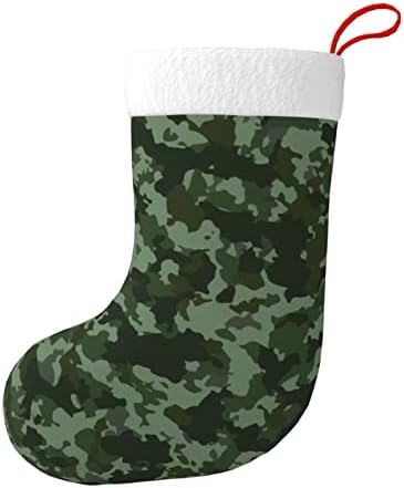 Аугенски Божиќни чорапи шума камуфлажа зелено двострано камин што виси чорапи