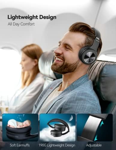 Слушалки за Bluetooth Bluetooth над уво, безжични слушалки со вградени микрофони, 65H Playtime Hi-Fi стерео со 3EQ, склопување на