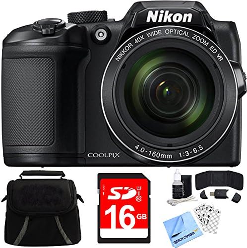 Nikon Coolpix B500 16MP 40x Оптички зум Дигитална камера со вграден Wi-Fi црн пакет со 16 GB SDHC со голема брзина меморија и