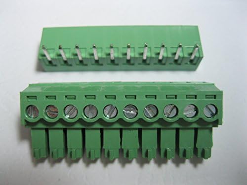 40 парчиња агол 10pin/начин на теренот 3.81 mm завртка за завртки на завртката блок конектор Зелена боја со приклучок со агол