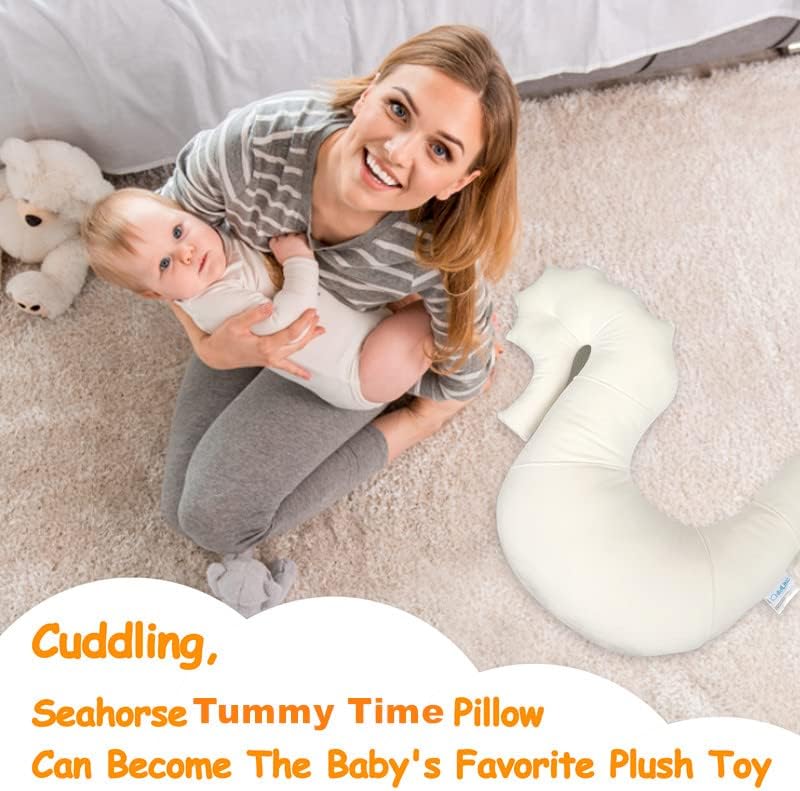 Детска перница за време на стомакот, мека кадифе и дишење фибер -фила фила перница за морски коњи, медицинска перница и позиционирање,