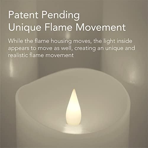 Сламната свеќа со мекифлам - 4 x10 бела - фикериран подвижен пламен столб од столб, вклучува далечински управувач - реален восок