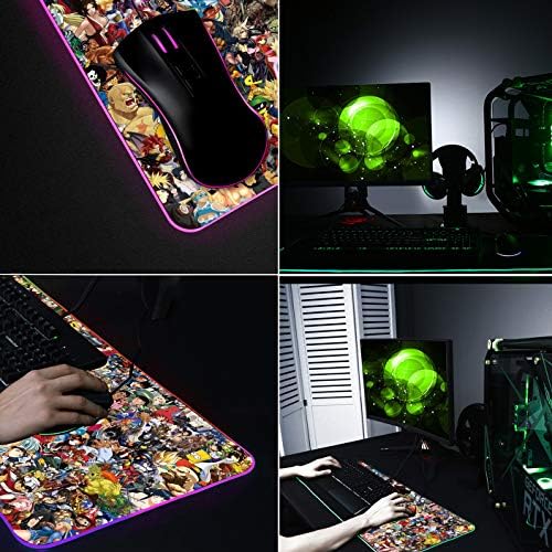 Bimormat RGB Игри На Среќа Глувчето Рампа Голем Глувчето Мат, 35.4 X 15.7 Инчен Екстра LED Продолжен Mousepad, Не-Лизга Гумени Основни Глувчето Тастатура Мат…