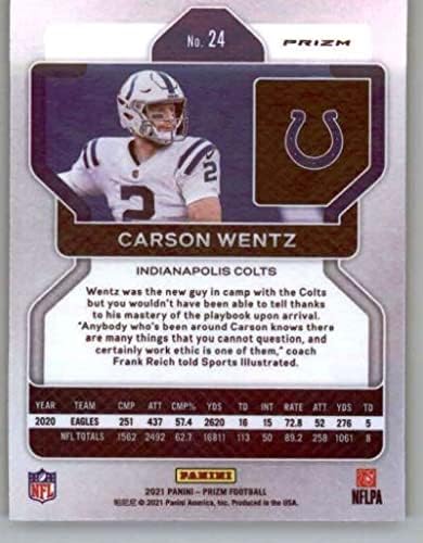 2021 Panini Prizm Prizm Green 24 Carson Wentz Indianapolis Colts NFL Football Trading Card