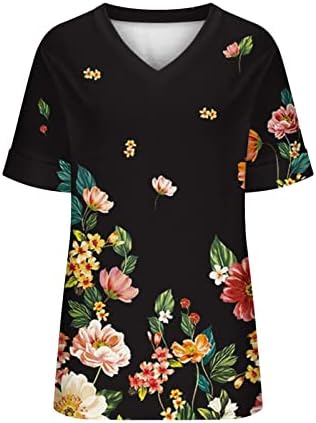 Женски врвови фустани случајни 2023 летна пролет излегуваат врвни кошули со краток ракав гроздобер графички маички блузи облеки