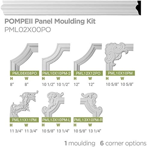 Ekena Millwork PML13X10PM-R-CASE-12 POMPEII агол, обликување на десниот панел, 13 1/4 W X 10 5/8 H X 1 1/8 P, PREDED
