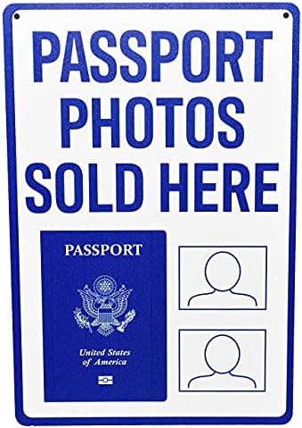 CFS производи Пасош Фото знак 18x12 - Вклучува 2 монтирања на чаши за вшмукување - знак за пасош монтиран на прозорецот или wallидот