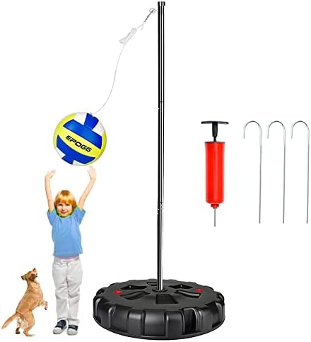Хамино Тетербол сет со база - Преносен теренбол на отворено со топки/пумпа/кабел/влогови/столбови со тешка должност, семејна забава на отворено,