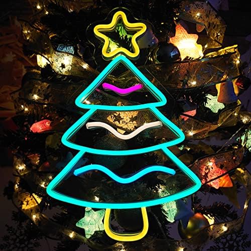 Божиќно дрво Неонски светла за Божиќно декор предводени од Божиќно дрво Неонски знак за Божиќна забава, wallид, дом, спална соба, декорација, подарок