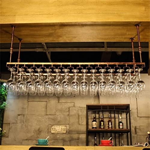 Таванот виси држач за стакло од вино наопаку на матичникот, метална железо стаклена решетка под држачот на чашата за кабинет - гроздобер