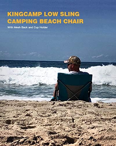 Kingcamp ранец плажа стол преклопувајќи преносно столче за ниско плажа за возрасни со држач за носење торба за патувања од тревник