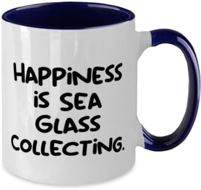 Забавно Морско Стакло Собирање Двобојна Кригла 11оз, Среќа е, Подароци За Пријатели, Подароци Од Пријатели, Чаша За Собирање Морско Стакло,