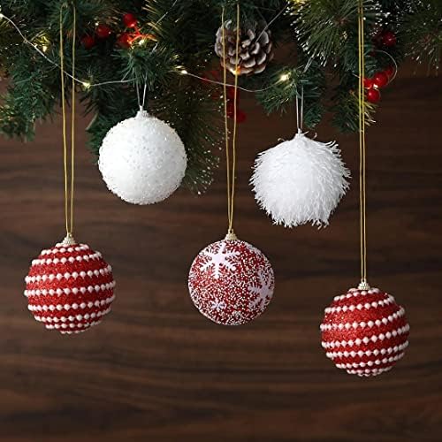 Слатки Божиќни украси украси 2022, 4pcs 8cm новогодишна елка што висат топки, секвентираат сјајна топка, приврзова елка, домашна забава,
