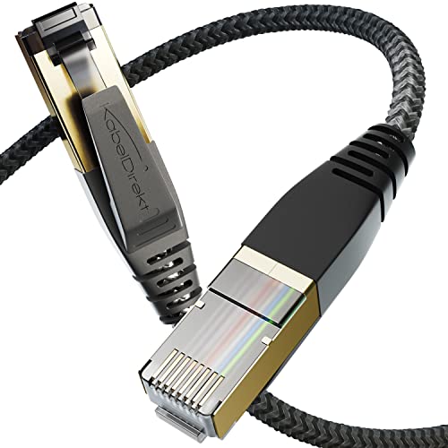 Кабел CAT8 Ethernet-3,3ft-Интернет, лепенка и мрежен кабел со флексибилен дизајн на плетенка за плетенка и стапки на молња со