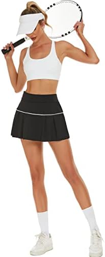 BMJL Women'sенски плетени црни тениски здолништа со високи тренинзи за тренингот Skort Skort Атлетик Голф здолниште