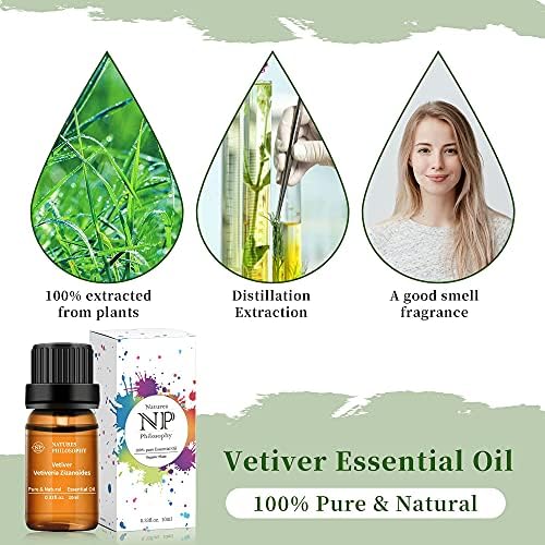3 пакет ветивер есенцијално масло природно и чисто органско масло од ароматерапија за нега на кожата, бања, коса -