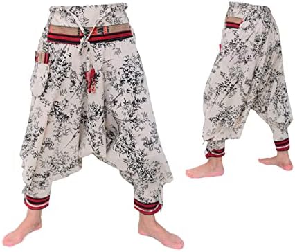 Сијамроза јапонски стил самурај хареми панталони мажи жени јога нинџа панталони рачно изработени од памук