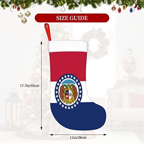 Cutedwarf Flag Missouri Flag Cristricating Божиќни празници за одмор камин виси чорап 18 инчи чорапи