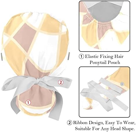 Niaocpwy 2 Пакувајте ја работната капа на жените со копчиња лента вратоврски за тропски цвеќиња Остава долги капаци на косата