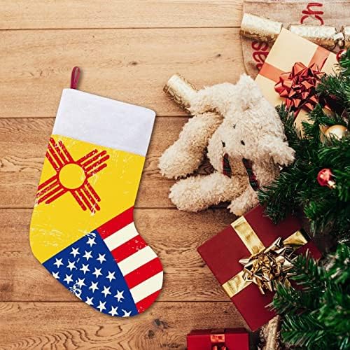 САД и државно знаме на Mexicoу Мексико Божиќно порибување Божиќно дрво камин виси чорапи со кратка кадифен манжетна за украсување за домашен