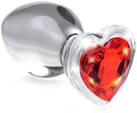 Црвено срцев скапоцен камен стаклен анал приклучок - среден
