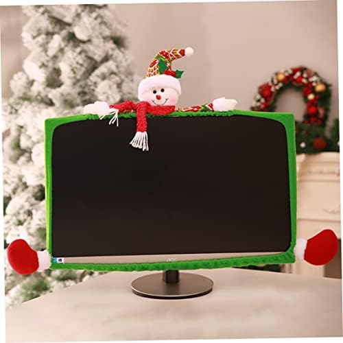 Компјутерски монитор на Kuyyfds, еластично компјутерско покритие, креативно покритие на крпа, Божиќни украси за домашни канцелариски декор