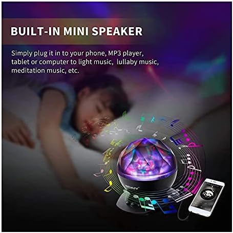 LED Galaxy Projector LED LED ноќно светло ламба со 8 режим на осветлување и звучник, релаксирачко светло шоу за деца и возрасни, светло за расположение