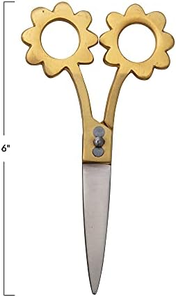 Креативни ко-оп метални кујнски ножици со смолкнување со рачки во форма на цвет, месинг, месинг