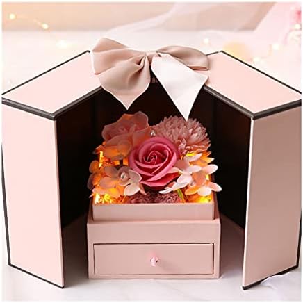 Wybfztt-188 симпатична кутија за накит рози вечни цвеќиња свадба прстен ѓердан кутија за накит подарок за дами