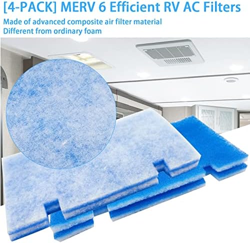 Замена на филтерот TikFoam RV AC за домашен отвор, 14 x 7,5 филтри за климатизација RV, филтри за AIR RV 3313107.103/3105012.003, [4 филтри]