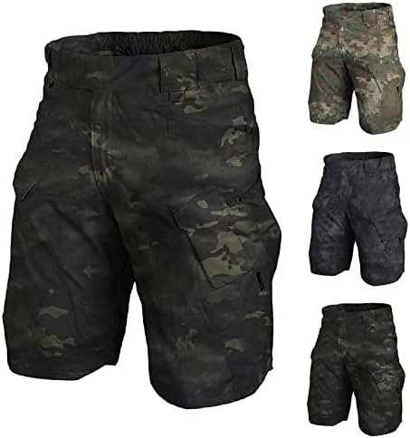 Niuqi Mens Camo Camo Tactical Cargo Shorts Shorts Брзо суви пешачки пешачки борбени шорцеви Мулти џебови