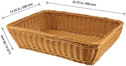 Шеутсан 3 пакет 15,7 инчи поли плетени ткаени корпи за леб, правоаголник рачно изработен ратан ткаен остава чајната кујна за складирање,